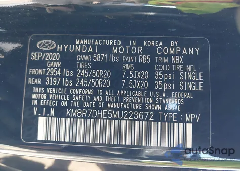 2021 Hyundai Palisade Calligraphy from USA, damaged, VIN KM8R7DHE5MU223672